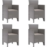 vidaXL Vrtni stol Set 4 Svetlo siva, taupe blazine Plastika, poliester | Shoptok.si
