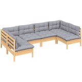  6-dijelna vrtna garnitura od borovine sa sivim jastucima | shoptok.hr