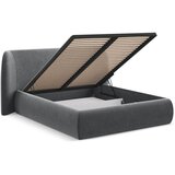 Makamii Tamno sivi tapecirani bračni krevet s prostorom za odlaganje s podnicom 160x200 cm Hauke – | shoptok.hr
