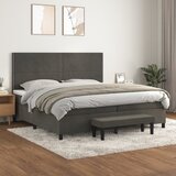 The Living Store Box spring postelja z vzmetnico temno siva 200x200 cm žamet - Box Spring Postelja, (21492053) Cene