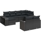  10-dijelni set vrtnih sofa s jastucima crni od poliratana | shoptok.hr