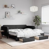 vidaXL Izvlečna dnevna postelja s predali črna 100x200 cm blago Cene