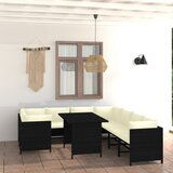 Maison Chic Seti vrtnega pohištva - Vrtna garnitura - Vrtni pohištvo set 9-delna z blazinami poli ratan črna, (21797449) | Shoptok.si