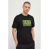 Ea7 Emporio Armani Bombažna kratka majica moški, črna barva
