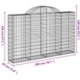  Lučne gabionske košare 2 kom 200x30x120/140cm pocinčano željezo | shoptok.hr