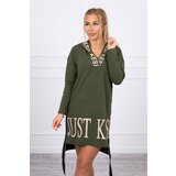 Kesi Dress with a hood and khaki print Cene