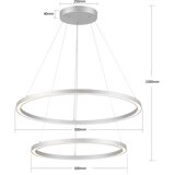 Brilagi-LED prigušiva luster na sajli PORTOFINO LED/98W/230V prečnika 80 cm srebrna + daljinski upravljač | Eponuda.com