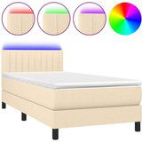  Box spring postelja z vzmetnico LED krem 80x200 cm blago, (20895165) | Shoptok.si