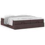 vidaXL Otomanski posteljni okvir z vzmetnicami rjav 200x200 cm blago | Shoptok.si