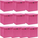 vidaXL Škatle za shranjevanje s pokrovi 10 kos. roza 32x32x32 cm blago, (20687604) | Shoptok.si