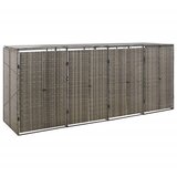 vidaXL Lopa za štiri smetnjake siva 274x80x117 cm poli ratan Cene