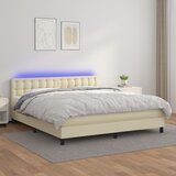  box spring s madracem LED krem 180x200cm od umjetne kože | shoptok.hr