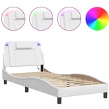 vidaXL Posteljni okvir z LED lučkami bel 80x200 cm umetno usnje, (21095410) Cene
