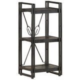 Furnova Knjižna omara 3-nadstropna črna 40x30x80 cm trden mangov les, (21933623) | Shoptok.si