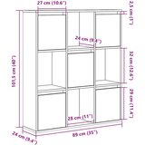  Regal za knjige crni hrasta 89x24x101,5cm od konstruiranog drva | shoptok.hr