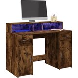 Maison Chic Pisalna miza - pisarniška miza - Računalniška miza z LED lučmi dimljeni hrast 120x55x91 cm inž. les, (21785355) | Shoptok.si