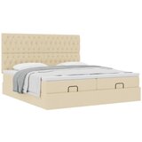vidaXL Otomanski posteljni okvir z vzmetnicami krem 200x200 cm blago, (21611564) | Shoptok.si