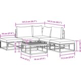 vidaXL Sjedeća garnitura za vrt 6 pcs Crna 70 x 70 x 32 cm Aluminij | shoptok.hr