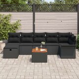 vidaXL Set vrtnog kauča od 8 dijelova s jastucima, crni poli ratan | shoptok.hr
