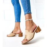  Beige block heel sandals with embellishment on strap Gariend | ePonuda.com