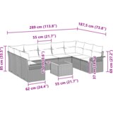 vidaXL 10-delni set vrtnega kavča z blazinami Bež Poli Ratan Akacija | Shoptok.si
