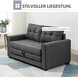  Kauč na razvlačenje dvosjed tkanina nalik lanu kaučukovo drvo siva 147 5x75x85 cm | shoptok.hr