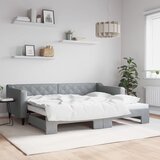 vidaXL Izvlečna dnevna postelja svetlo siva 90x200 cm blago Cene