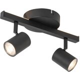 QAZQA Stropni reflektor črn GU10 50 mm 2-lučni vključno z ozadjem - Back Up | Shoptok.si
