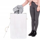 springos bambusova košara za rublje s poklopcem 72 l, bijela | shoptok.hr