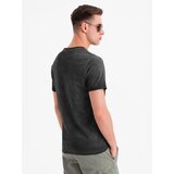 Ombre Men's cotton knit V-neck t-shirt with wash effect - black | shoptok.hr