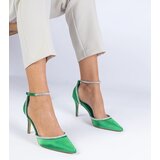 D/CEO marka niezdefiniowana Green satin pumps decorated with rhinestones Fugatto | Shoptok.si