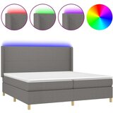  Box spring postelja z vzmetnico LED temno siva 200x200 cm blago, (20761063) | Shoptok.si