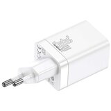Baseus Pretvornik USB - 220V 30W USB 1x Tip C 1x Tip A ProQuickCharger bel | Shoptok.si