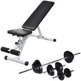 vidaXL vadbena klop s kompletom uteži in palic 30,5 kg Cene