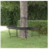  Polkrožna klop za okrog drevesa Ø159 cm črno jeklo | Shoptok.si
