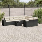  10-dijelni set vrtnih sofa s jastucima crni od poliratana | shoptok.hr