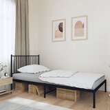 Maison Chic Kovinski Posteljni okvir - Enojna postelja - Postelja za odrasle z vzglavjem črn 100x200 cm, (21694419) | Shoptok.si