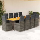  11-dijelni vrtni bistro set od poliratana s jastucima sivi | shoptok.hr