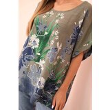 Kesi Włoski Women's cotton blouse with floral print and short sleeves khaki | shoptok.hr