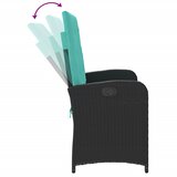  Vrtni naslonjač s jastucima crni od poliratana Crna 105 x 59 x 93 cm | Shoptok.si