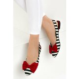 Fox Shoes Black and White Red Women's Flats Cene