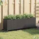 vidaXL Vrtna sadilica s kotačima 3 posude crna 107x32x38 cm poliratan | shoptok.hr