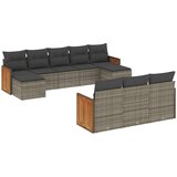 vidaXL 10-dijelni set vrtnih sofa od poliratana s jastucima sivi | shoptok.hr