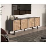 Marckeric Črna/naravna TV omarica v hrastovem dekorju 161x55x35 cm Alana – | Shoptok.si