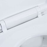 vidaXL Visoka WC školjka brez roba počasno zapiranje 7 cm višja bela, (20766850) | Shoptok.si