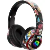 Slušalice bluetooth L750 HiFi RGB stickerbomb design, black