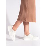 Shelvt White leather sneakers on a high platform | Shoptok.si