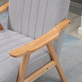  Fotelja skandinavskog dizajna do 120 kg baršunasti izgled puno drvo 68 cm x 74 cm x 82 cm prirodna + siva | shoptok.hr