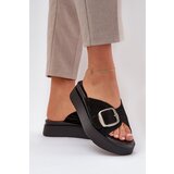 Zazoo Women's Suede Slides With Buckle On Platform Black 3019 | Shoptok.si