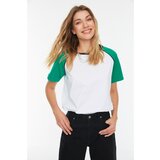 Trendyol Green Semi-fitted Raglan Sleeve Knitted T-Shirt cene